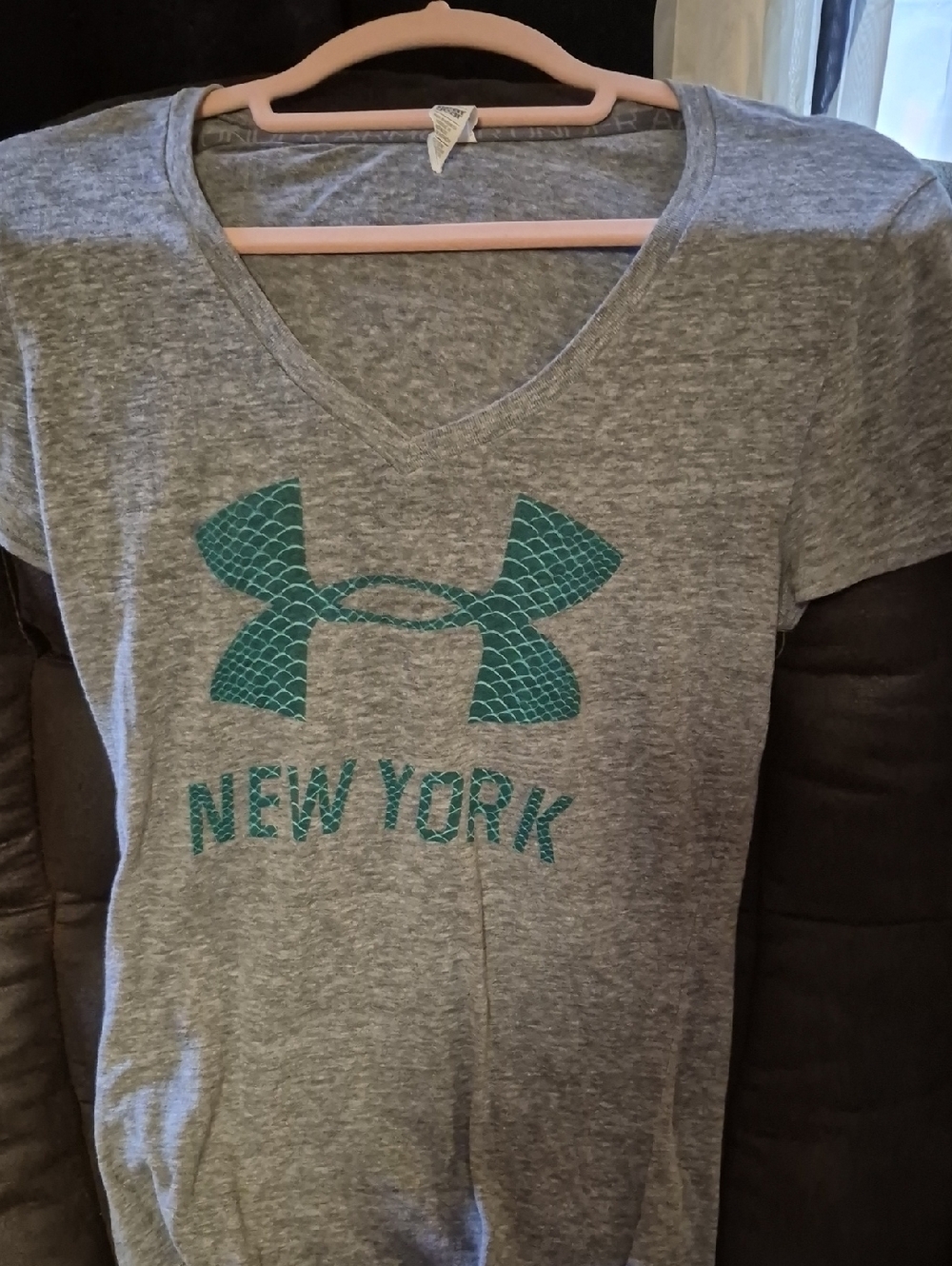 Under Armour Gray V-Neck Tee with Teal Logo